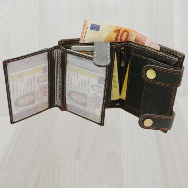 flevado Herrengeldbörse Echt Leder RFID Schutz Hochformat